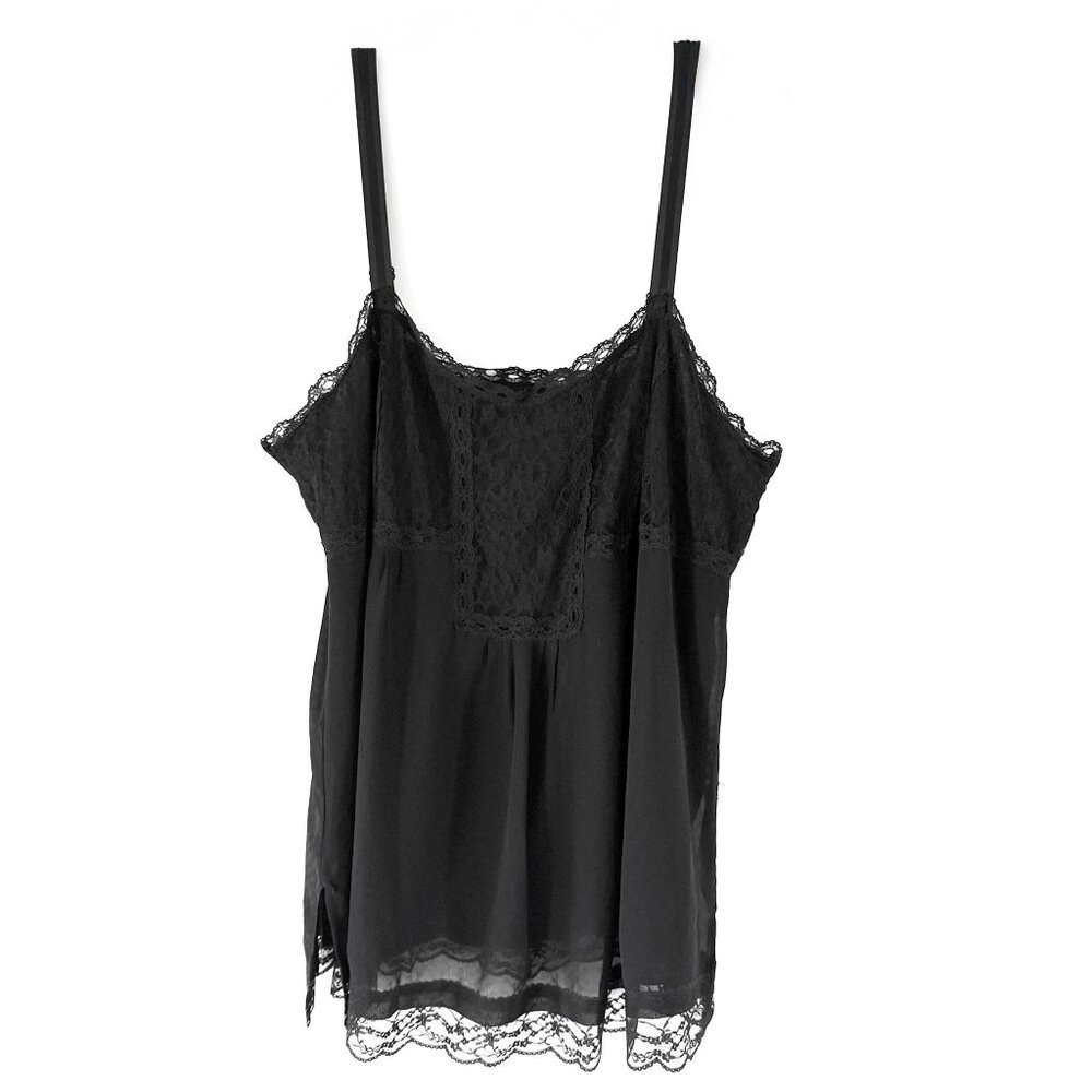 Apostrophe 20W BLACK Lace Cami Tank Top Sleeveless Blouse